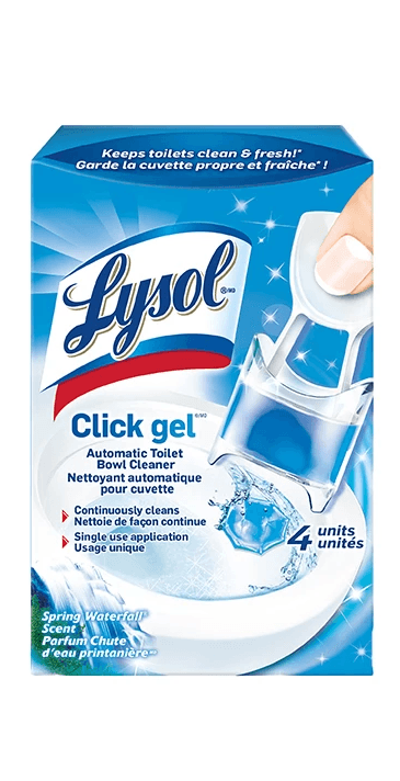 Packshot of Lysol Automatic Toilet Bowl Cleaner - Click Gel Spring Waterfall 4 ct