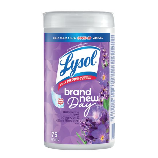 Packshot of Lysol Disinfecting Wipes - Brand New Day Lavender & Cotton Blossom, 75 ct
