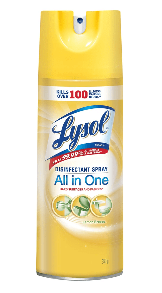 Packshot of Lysol Disinfectant Spray - Lemon Breeze 350g