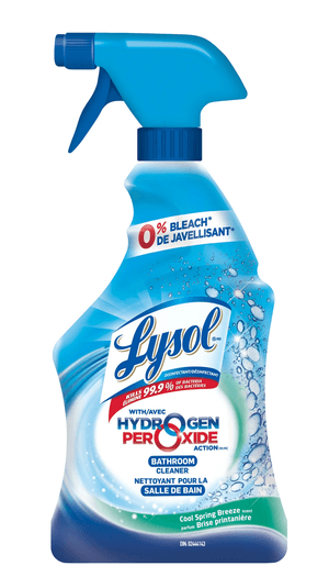 Packshot of Lysol Bathroom Cleaner - Hydrogen Peroixide Action - Cool Spring Breeze 650 mL